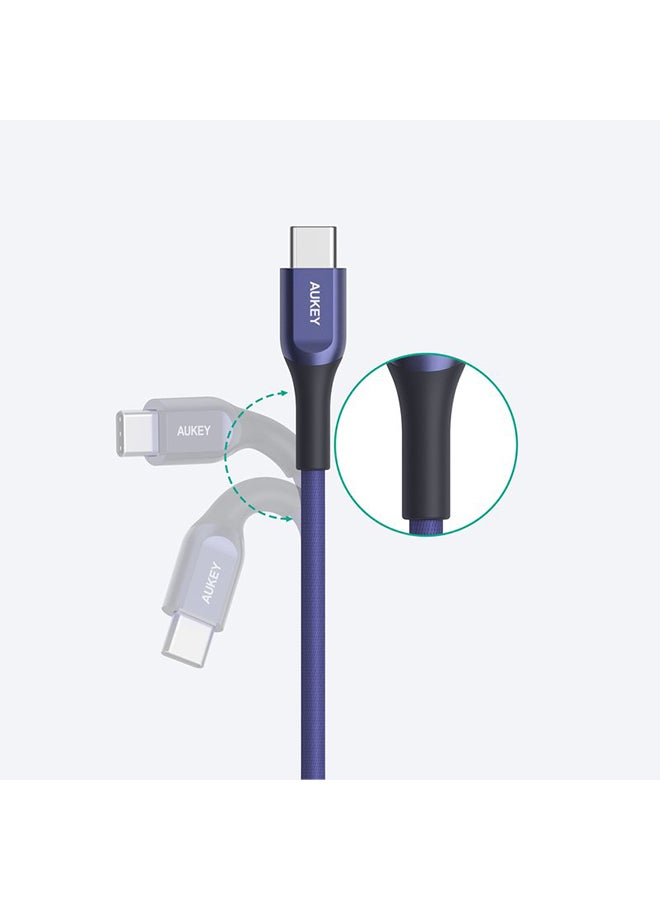 Kevlar Core USB-C to C Cable 1.2m  Fast charge Cable USB C to USB C For iPhone 16 15 Pro Max iPad mini 6 MacBook Pro Air M3 M2 M1 iPad Pro Samsung S24 S23 Ultra Laptop Lenovo Dell Xiaomi BLUE Blue