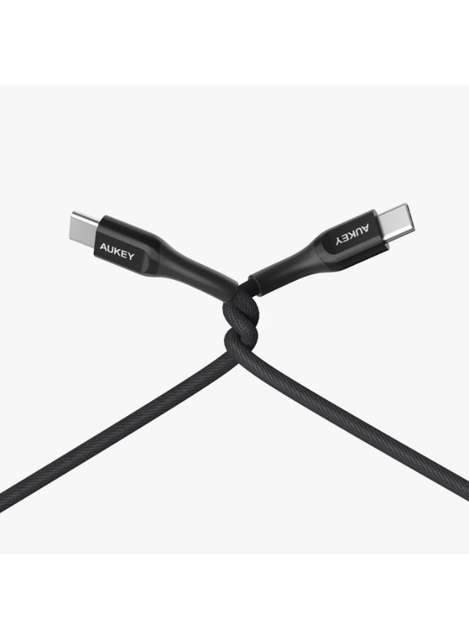 Aukey Kevlar Core USB-C to C Cable 2m  Fast charge Cable USB C to USB C For iPhone 16 15 Pro Max iPad mini 6 MacBook Pro Air M3 M2 M1 iPad Pro Samsung S24 S23 Ultra Laptop Lenovo Dell Xiaomi Black Black - Image 5