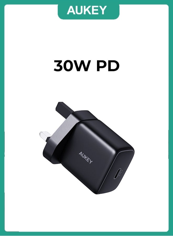 Aukey Portable 30W PD Wall Charger Black - Image 1
