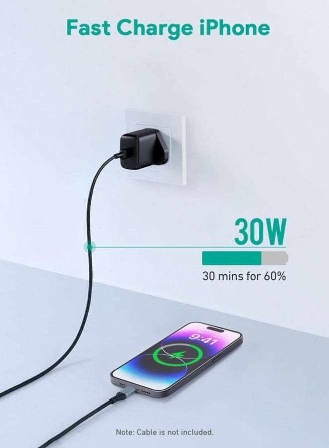 Aukey Portable 30W PD Wall Charger Black - Image 3