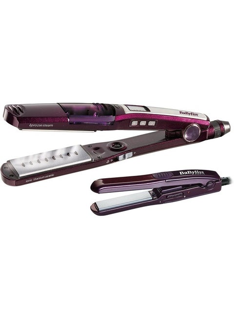 ST396ALE iPro 230 مكواة فرد الشعر بالبخار الرطب والجاف 230C، سيراميك تيتانيوم ومكواة فرد صغيرة