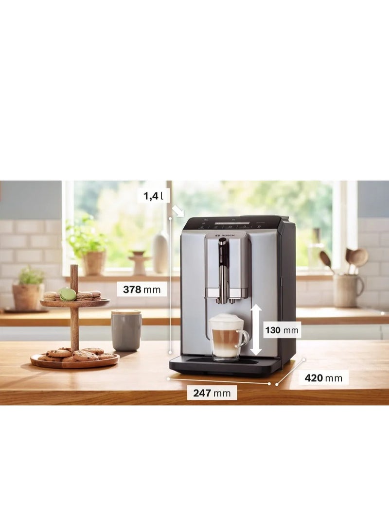 Fully automatic coffee machine Series 2 Pump pressure 15.0 bar Volume water tank 1.4 l Capacity bean container 250 g Silver TIE20301 1.4 L 1300 W TIE20301 Silver