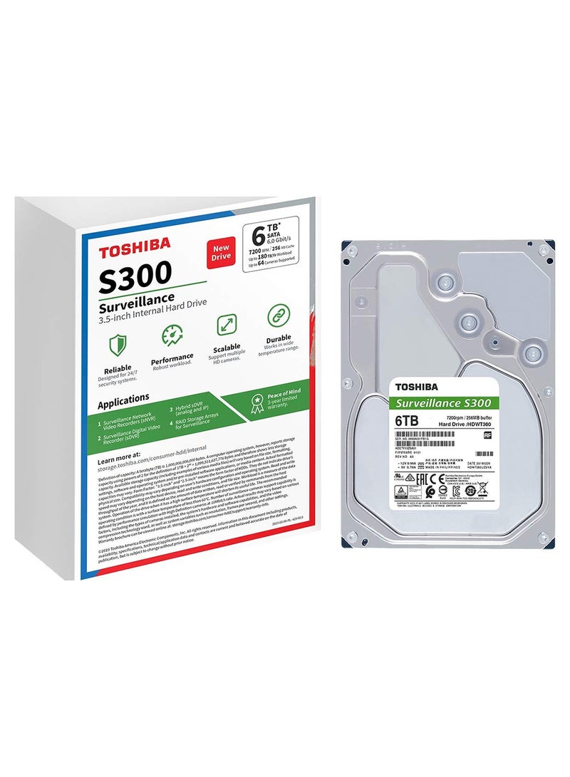 توشيبا محرك الأقراص الصلبة الداخلي SATA S300 مقاس 3.5 بوصة، يدعم 64 كاميرا بعبء عمل يبلغ 180 تيرابايت/عام (HDWT860UZSVA) - Image 4