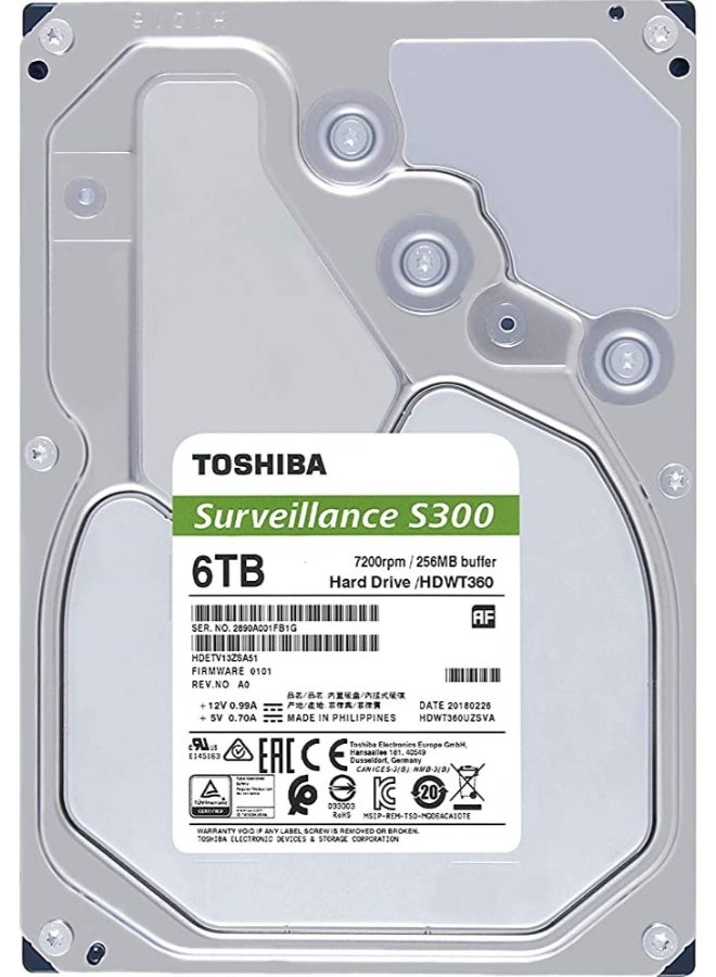 توشيبا محرك الأقراص الصلبة الداخلي SATA S300 مقاس 3.5 بوصة، يدعم 64 كاميرا بعبء عمل يبلغ 180 تيرابايت/عام (HDWT860UZSVA) - Image 3