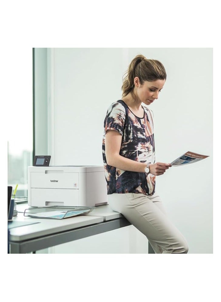 brother HL-3270CDW Colour LED Printer With LCD Touchscreen, Wireless And Network Connectivity, NFC, 2-Sided Printing, Mobile Printing 43.9 x 46.1 x 25.2 cm White  - Image 2