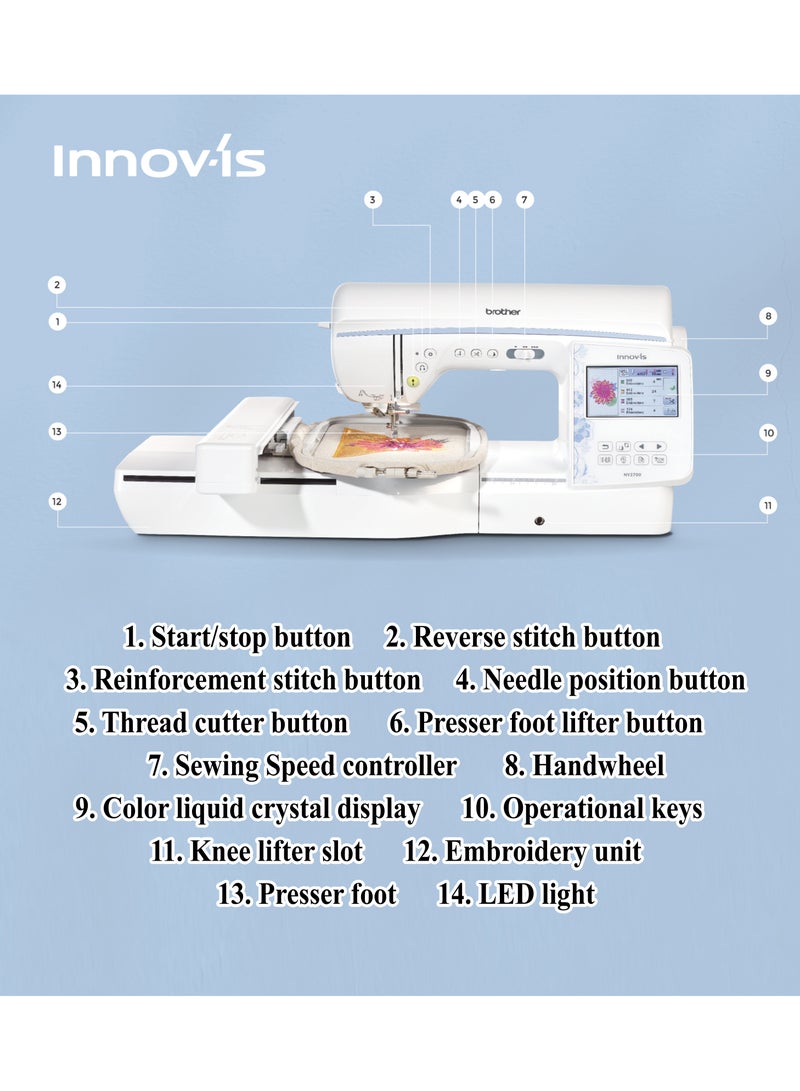brother Innov-is NV2700 Sewing, Quilting & Embroidery Machine – Wi-Fi Enabled, 258 Embroidery Designs, 291 Stitches, Touchscreen, 160x260mm Area  White color |Made in Vietnam NV2700 - Image 3