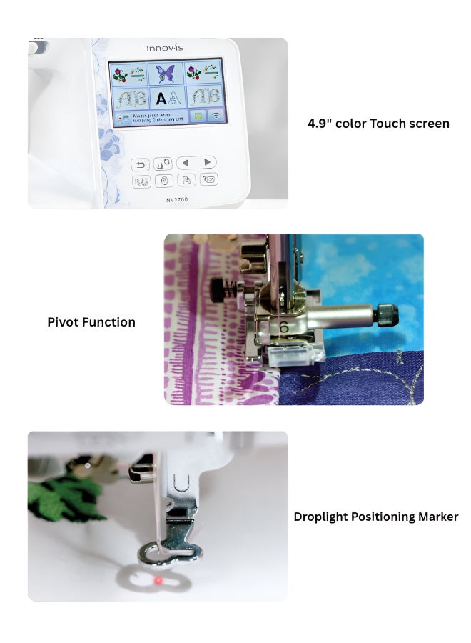 brother Innov-is NV2700 Sewing, Quilting & Embroidery Machine – Wi-Fi Enabled, 258 Embroidery Designs, 291 Stitches, Touchscreen, 160x260mm Area  White color |Made in Vietnam NV2700 - Image 4