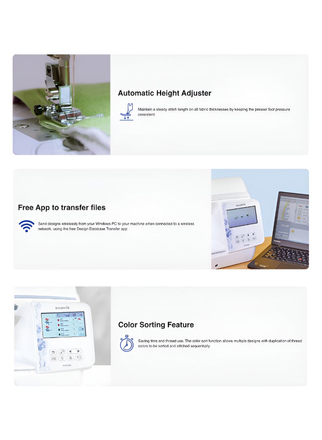 brother Innov-is NV2700 Sewing, Quilting & Embroidery Machine – Wi-Fi Enabled, 258 Embroidery Designs, 291 Stitches, Touchscreen, 160x260mm Area  White color |Made in Vietnam NV2700 - Image 5