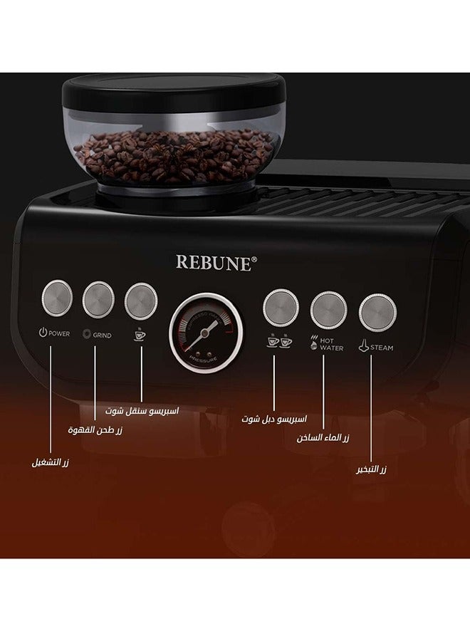 REBUNE Espresso Machine Coffee Maker 2 L 1450 W RE-6-036 Black  - Image 4