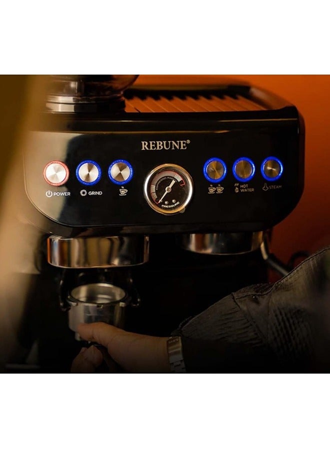 REBUNE Espresso Machine Coffee Maker 2 L 1450 W RE-6-036 Black  - Image 5