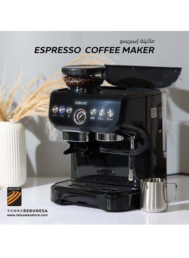 REBUNE Espresso Machine Coffee Maker 2 L 1450 W RE-6-036 Black  - Image 2