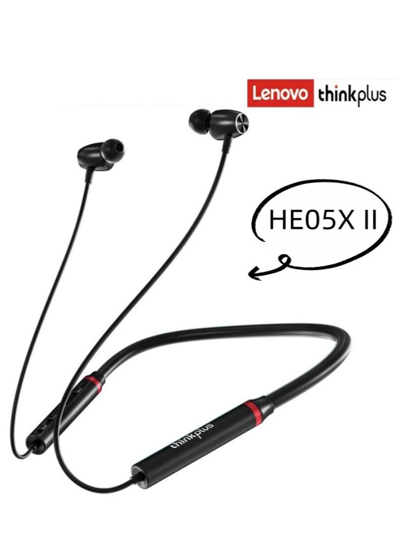 لينوفو Think Plus HE05X Ⅱ Wireless Bluetooth 5.0 In Ear Neckband Earphones New Edition Black  - Image 1