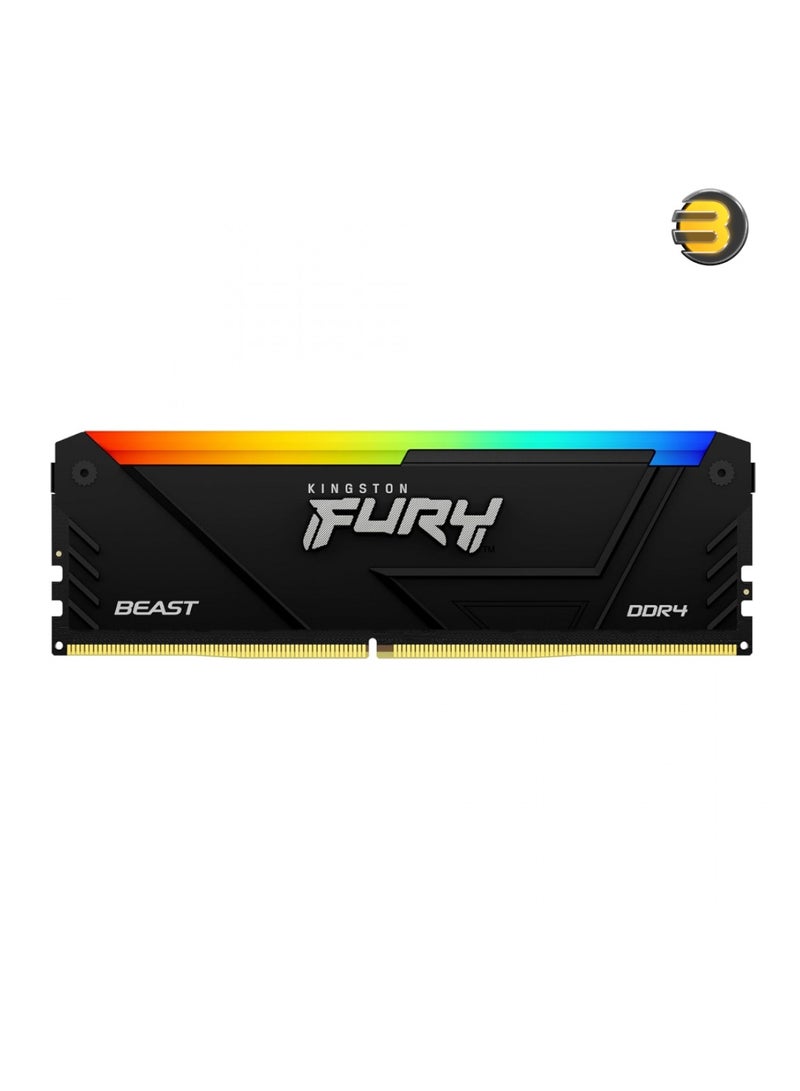Kingston - Kingston Fury 16GB Beast 3600MT/s DDR4 CL17 Desktop Memory Single Module - Intel XMP - AMD Ryzen - Plug n Play - RGB Infrared Syncing - Image 1