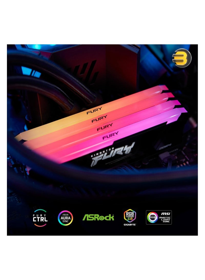 Kingston - Kingston Fury 16GB Beast 3600MT/s DDR4 CL17 Desktop Memory Single Module - Intel XMP - AMD Ryzen - Plug n Play - RGB Infrared Syncing - Image 1
