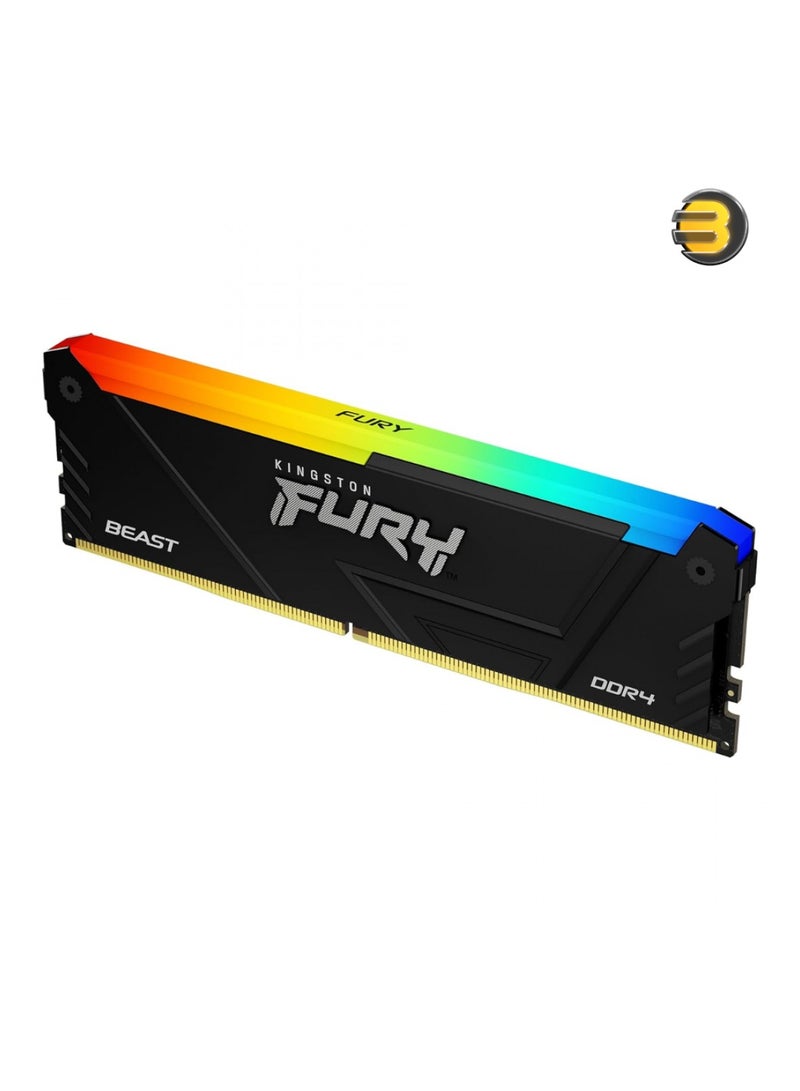 Kingston - Kingston Fury 16GB Beast 3600MT/s DDR4 CL17 Desktop Memory Single Module - Intel XMP - AMD Ryzen - Plug n Play - RGB Infrared Syncing - Image 1