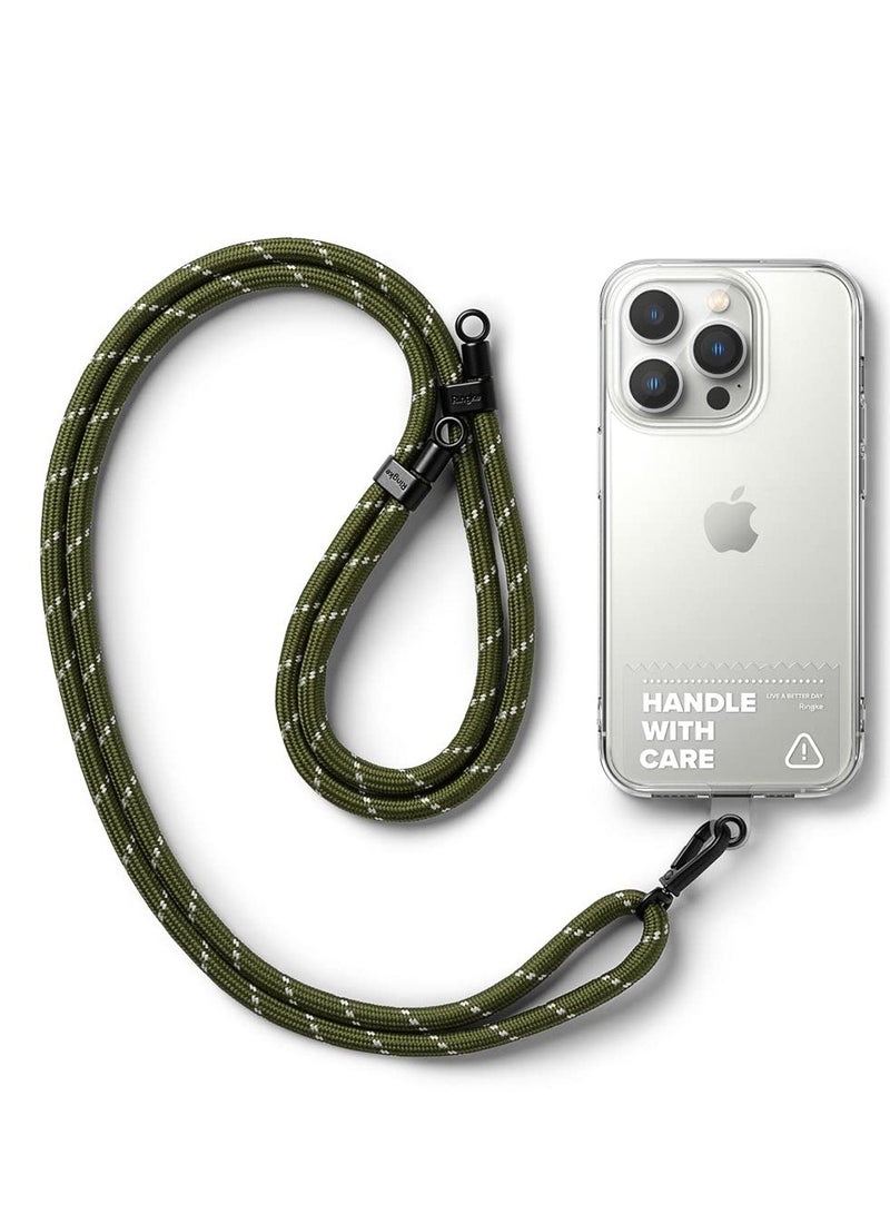 Ringke Universal Smartphones Tether Lanyard Phone Straps With Two Adhesive Holder Link - Khaki/White - Image 1