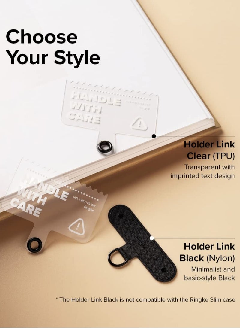Ringke Universal Smartphones Tether Lanyard Phone Straps With Two Adhesive Holder Link - Khaki/White - Image 4