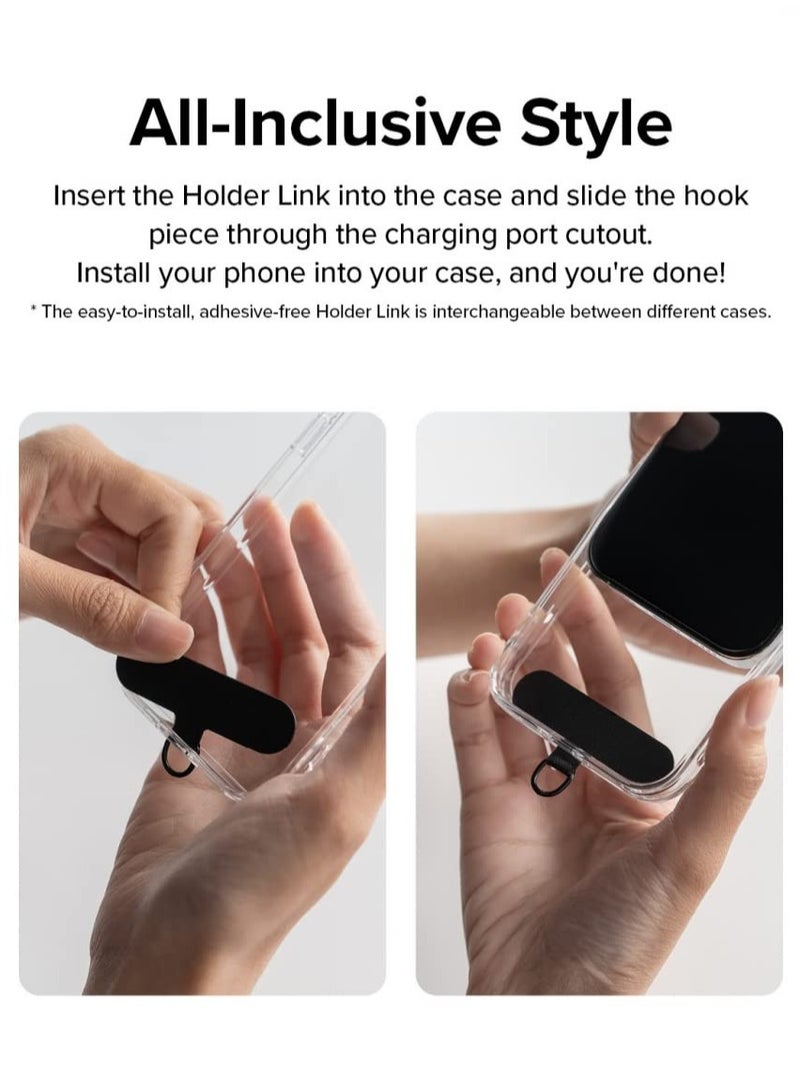 Ringke Universal Smartphones Tether Lanyard Phone Straps With Two Adhesive Holder Link - Khaki/White - Image 3
