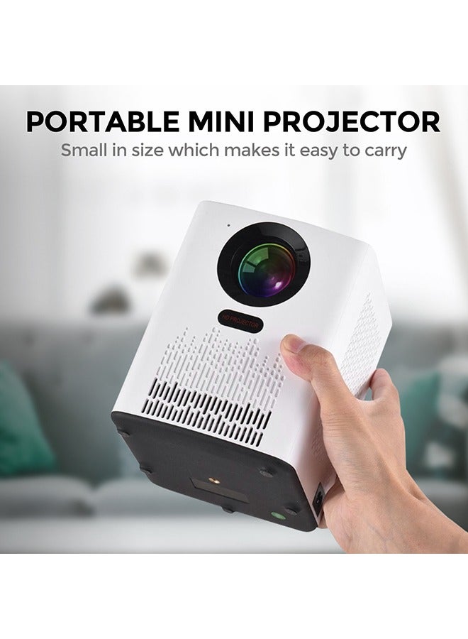 Wownect S8 Mini WiFi Projector 5000 Lumens Portable Outdoor Movie Projector With 100" Screen Supported WiFi Bluetooth Mirroring For Phone Home Theater Video Projector PROJ-WO-81-W White  - Image 2