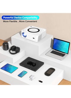 Wownect S8 Mini WiFi Projector 5000 Lumens Portable Outdoor Movie Projector With 100" Screen Supported WiFi Bluetooth Mirroring For Phone Home Theater Video Projector PROJ-WO-81-W White  - Image 5
