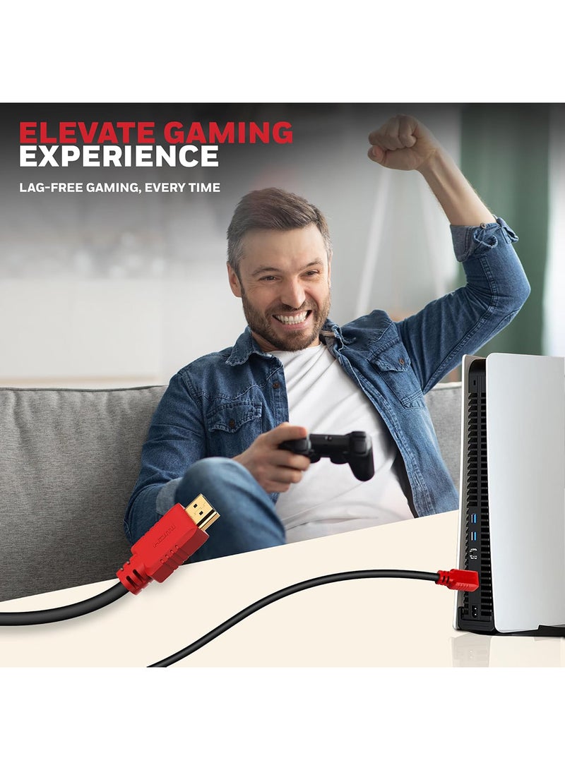 هوني ويل - HDMI v1.4, 4K@30Hz Cable With Ethernet, 10 Mtr (32.8 ft),Upto 10.2GBPS Transfer Speed, High Speed With UHD Resolution, Comaptible With Television, Soundbar, Gaming Console, PC, Laptop Red Black-1.4 - Image 1