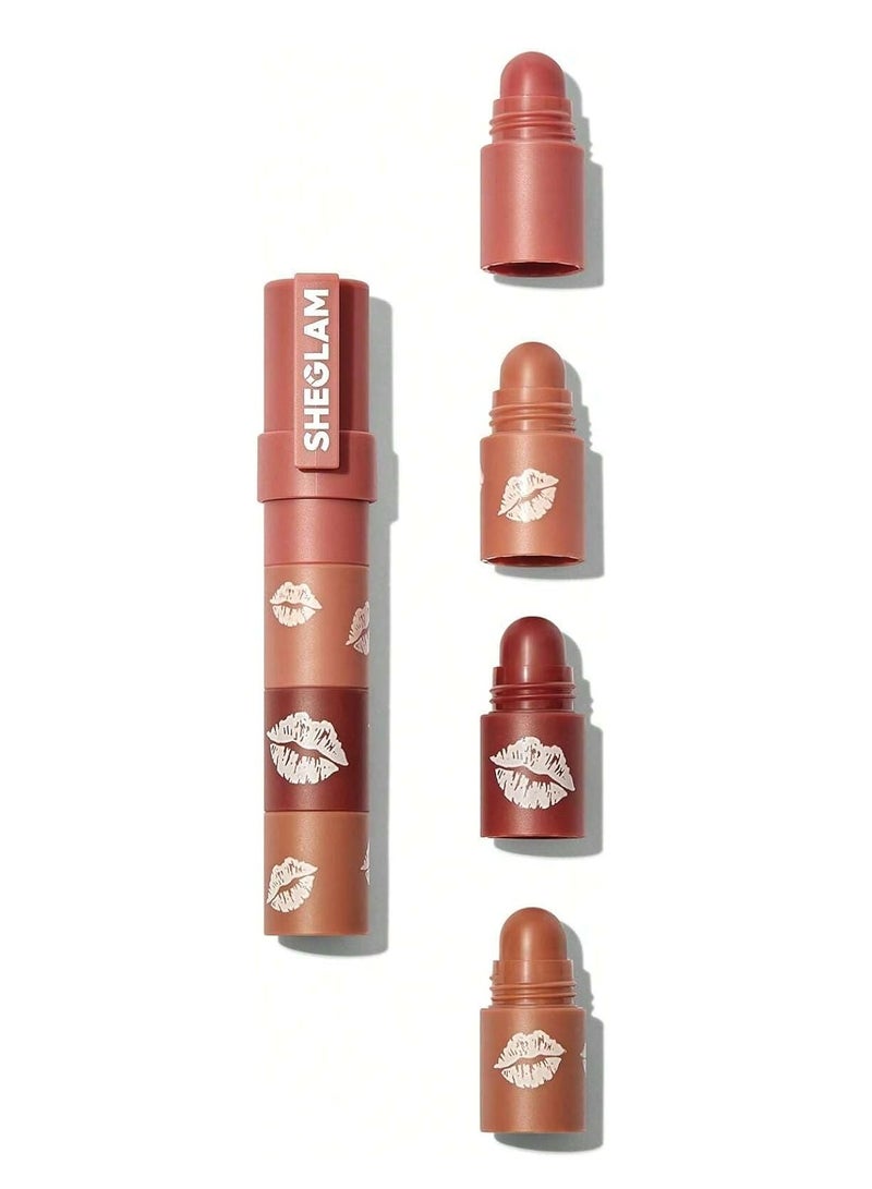 SHEGLAM - Mega Lip Stacks 4 in 1 Lipstick Combos Matte Finish Bare Stack Multicolour - Image 1