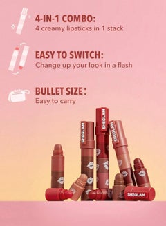 شيجلام مجموعة أحمر الشفاه Mega Lip Stacks 4 في 1 ذات اللمسة النهائية غير اللامعة  - Image 5