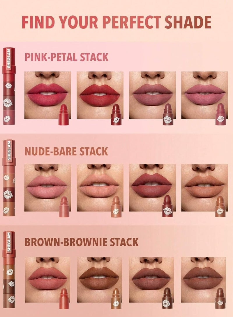 SHEGLAM - Mega Lip Stacks 4 in 1 Lipstick Combos Matte Finish Bare Stack Multicolour - Image 1