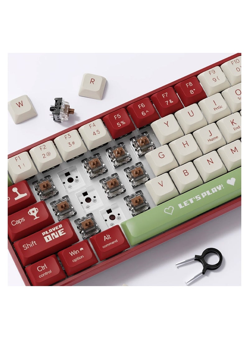 Ak680 Wired USB Mechanical Keyboard Colourful Backlit Hot-Swappable Brown Switches 68 Key for PC Laptop Red/White