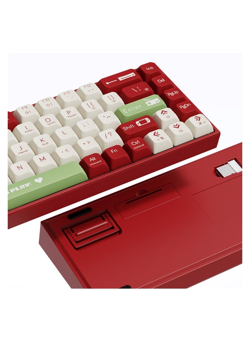 Ak680 Wired USB Mechanical Keyboard Colourful Backlit Hot-Swappable Brown Switches 68 Key for PC Laptop Red/White