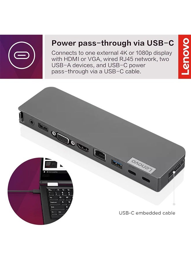 Lenovo - Lenovo USB C Mini Dock UK, 40AU0065UK Iron Grey - Image 1