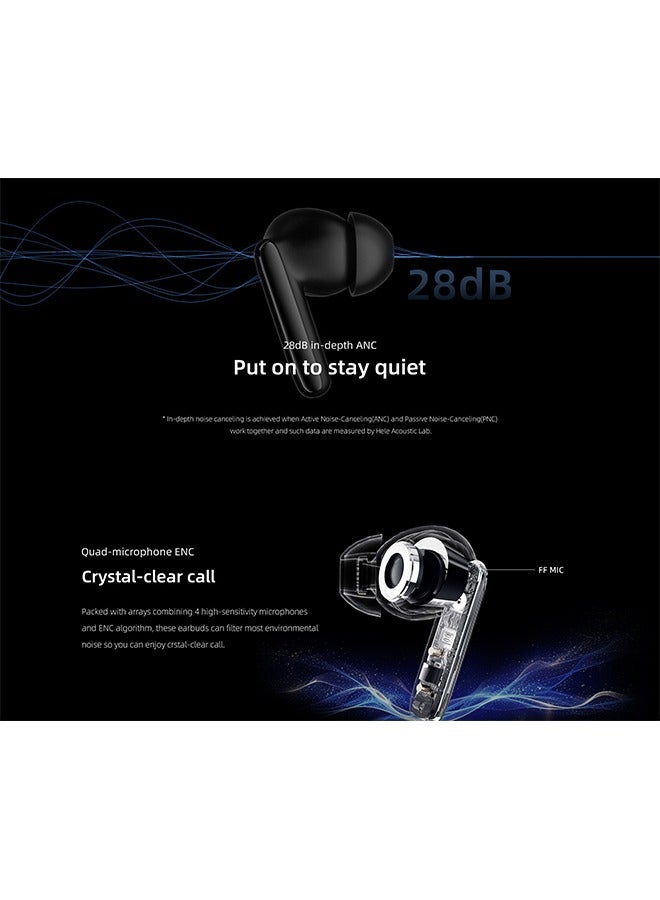 QCY - T13 ANC2 Truly Wireless ANC Earbuds With Noise Cancellation, 30 Hours Long Battery Life, 5.3 Bluetooth Multipoint and Stable Connections Black - Image 1