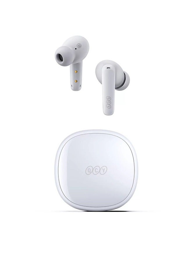 QCY T13X TWS Wireless Earbuds With 5.3 Bluetooth,4 Microphones With ENC Noise Cancellation,Water Resistance,Touch Controls & Long Battery Life White 