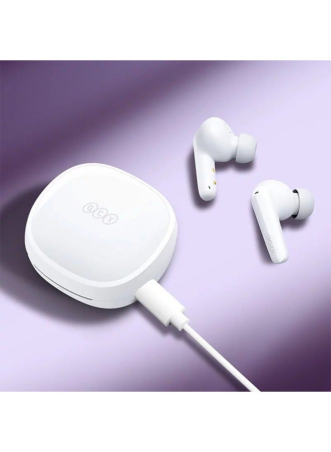 QCY - T13X Wireless Earbuds , Active Noise Cancellation Bluetooth Earphones, ANC Levels Transparency Mode EQ Settings , IPX5 Waterproof - White - Image 1