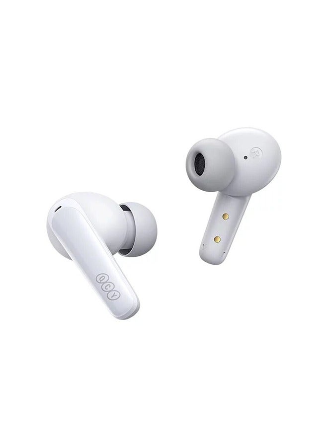QCY - T13X Wireless Earbuds , Active Noise Cancellation Bluetooth Earphones, ANC Levels Transparency Mode EQ Settings , IPX5 Waterproof - White - Image 1