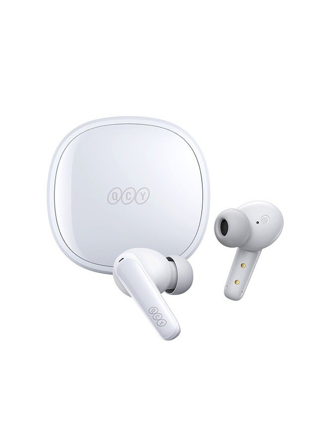 QCY - T13X Wireless Earbuds , Active Noise Cancellation Bluetooth Earphones, ANC Levels Transparency Mode EQ Settings , IPX5 Waterproof - White - Image 1