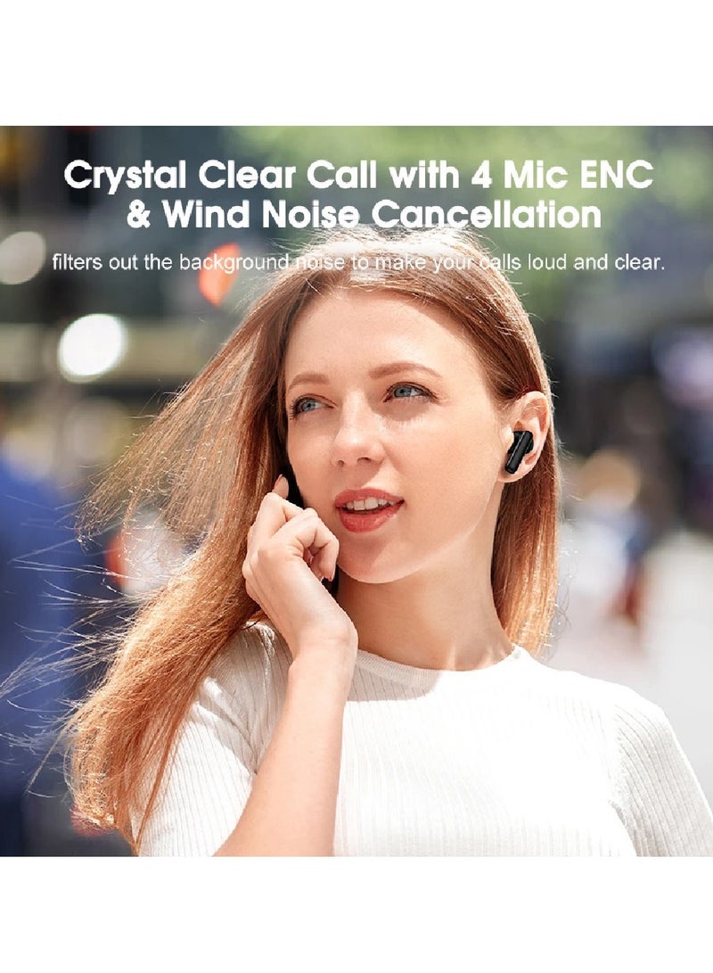QCY - T13 ANC Earbuds Featuring Active Noise Cancellation Adjustable ANC Levels Transparency Mode, and EQ settings Bluetooth 5.3 IPX5 waterproof WhiTe - Image 1