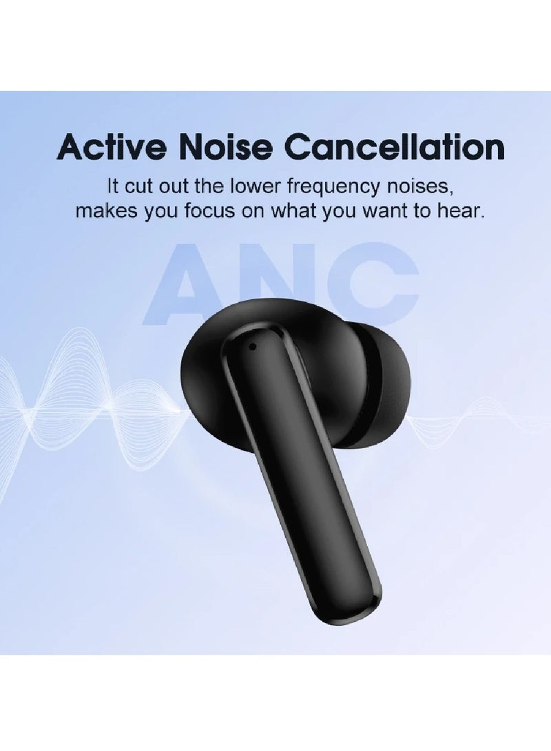 QCY - T13 ANC Earbuds Featuring Active Noise Cancellation Adjustable ANC Levels Transparency Mode, and EQ settings Bluetooth 5.3 IPX5 waterproof WhiTe - Image 1