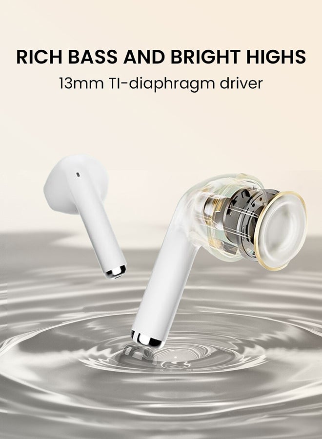 Ailybuds Lite T29 Truly Wireless Earbuds With Bionic Arc Design,Strong 5.3 Bluetooth Connection, 28 Hours Battery Life & 68 ms Low Latency White