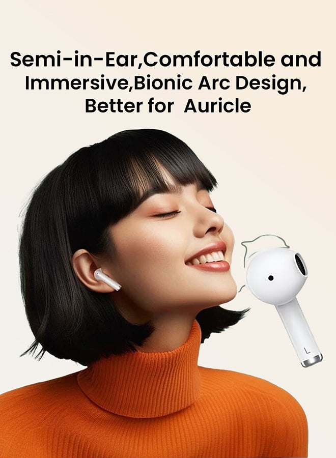 Ailybuds Lite T29 Truly Wireless Earbuds With Bionic Arc Design,Strong 5.3 Bluetooth Connection, 28 Hours Battery Life & 68 ms Low Latency White