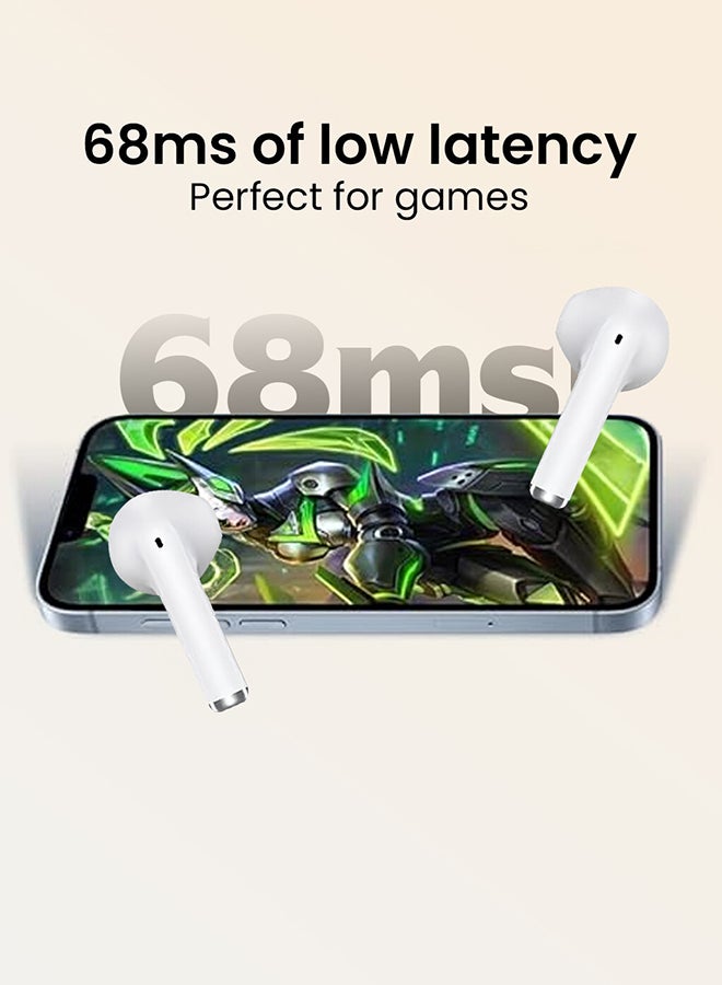 Ailybuds Lite T29 Truly Wireless Earbuds With Bionic Arc Design,Strong 5.3 Bluetooth Connection, 28 Hours Battery Life & 68 ms Low Latency White