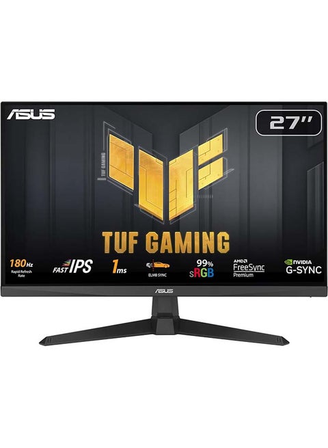 27-Inch TUF Gaming VG279Q3A Gaming Monitor Full HD(1920x1080), 180Hz, Fast IPS, ELMB Sync, 1ms (GTG), FreeSync Premium™, G-Sync compatible, Variable Overdrive, 99% sRGB Black
