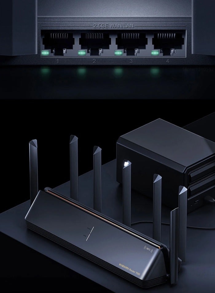Xiaomi - Router BE7000 Tri-Band WiFi Repeater VPN 1GB Mesh USB 3.0 IPTV 4 x 2.5G Ethernet Ports Modem Signal Amplifier PPPoE Black - Image 1