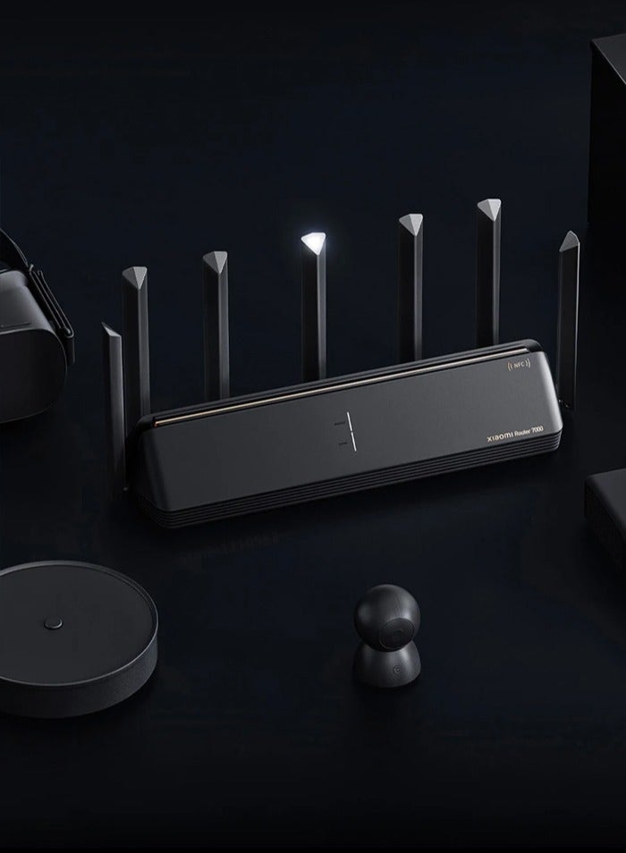 Xiaomi - Router BE7000 Tri-Band WiFi Repeater VPN 1GB Mesh USB 3.0 IPTV 4 x 2.5G Ethernet Ports Modem Signal Amplifier PPPoE Black - Image 1