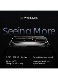 QCY Smartwatch GS Smart Sports Watch With 2.02 Large Display, Bluetooth Call, Health Monitoring,10 Days Battery Life and Message, Call Notification Black  - Image 3