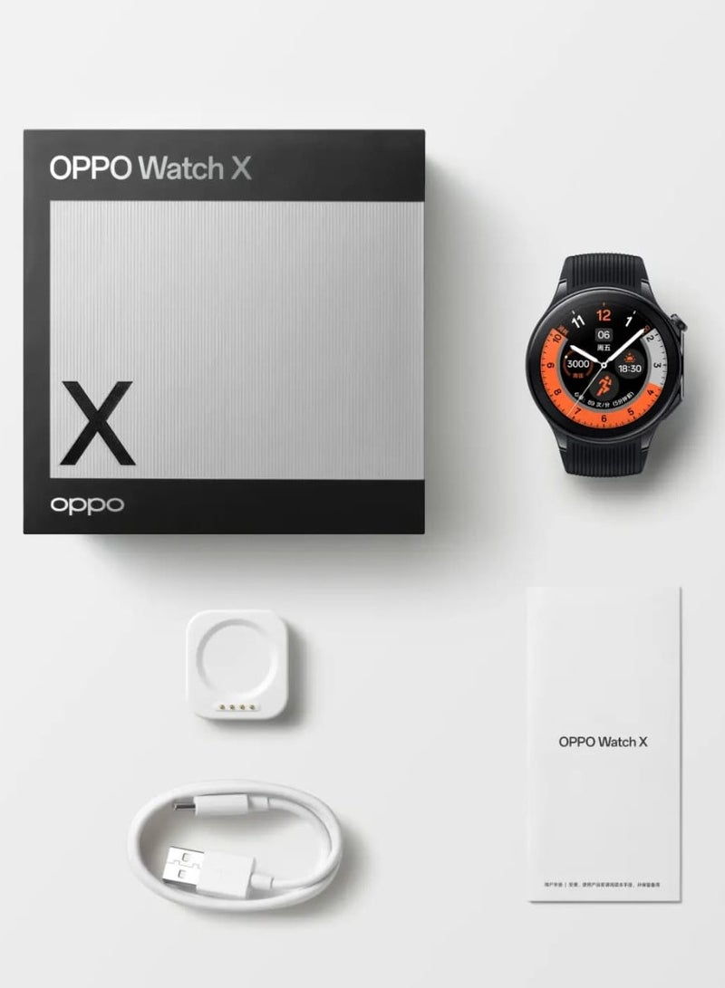 OPPO - Watch X With eSim Support And ColorOS Smartwatch 1.43 Inch Screen Snapdragon Chinese Version Black - Image 1