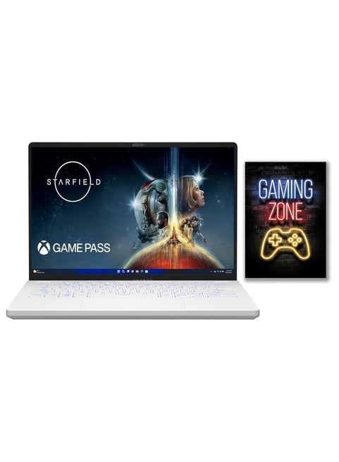 Rog Zephyrus G14 Gaming Laptop With 14-Inch QHD+ Display, AMD Ryzen 9 7940HS Processor/16GB RAM/1TB SSD/8GB NVIDIA GeForce RTX 4070 Graphics Card/Windows 11 with Free Gaming Quotes English MoonLight White