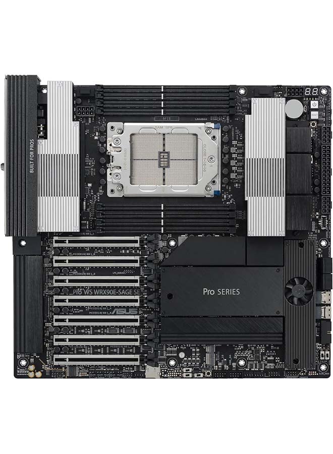 ASUS - Pro WS WRX90E-SAGE SE EEB Workstation Motherboard, AMD Ryzen™ Threadripper™ PRO 7000 WX-Series, ECC R-DIMM DDR5, 32 Power-Stage,7xPCIe 5.0x16, PCIe 5.0 M.2, 10Gb & 2.5Gb LAN, Multi-GPU Support Black - Image 1