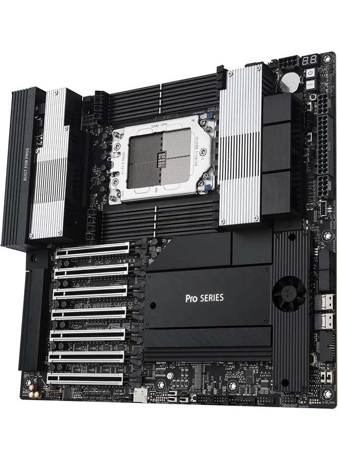 ASUS - Pro WS WRX90E-SAGE SE EEB Workstation Motherboard, AMD Ryzen™ Threadripper™ PRO 7000 WX-Series, ECC R-DIMM DDR5, 32 Power-Stage,7xPCIe 5.0x16, PCIe 5.0 M.2, 10Gb & 2.5Gb LAN, Multi-GPU Support Black - Image 1