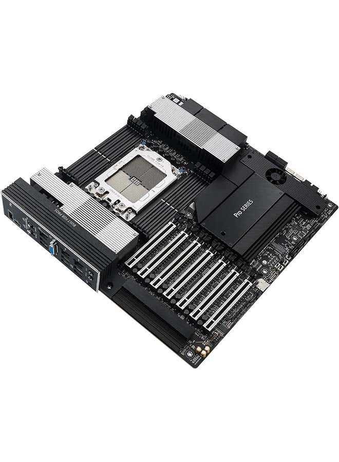 ASUS - Pro WS WRX90E-SAGE SE EEB Workstation Motherboard, AMD Ryzen™ Threadripper™ PRO 7000 WX-Series, ECC R-DIMM DDR5, 32 Power-Stage,7xPCIe 5.0x16, PCIe 5.0 M.2, 10Gb & 2.5Gb LAN, Multi-GPU Support Black - Image 1